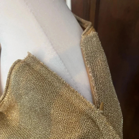 Bottega Veneta Square Neckline Gold Midi Dress Women Size XS, US2, IT38 - Picture 7 of 14